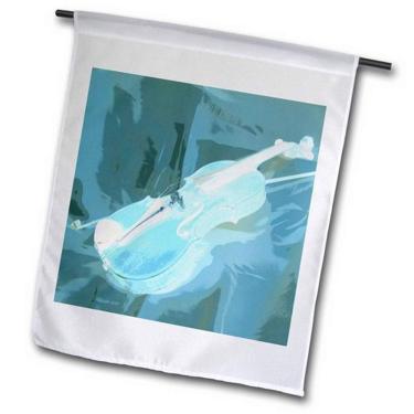 Imagem de 3dRose fl_35221_2" Bandeira abstrata de jardim para violino azul, 45 x 68 cm