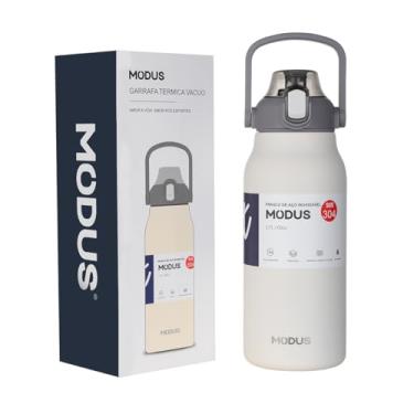 Imagem de Garrafa Térmica de Aço Inoxidável Grande Capacidade Com Canudo 1700ML (Branco 1700ML)