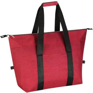 Imagem de Bolsa térmica térmica – bolsa térmica reutilizável, dobrável, isolamento térmico de espuma para alimentos quentes/frios, ideal para entrega, viagens, praia e piqueniques (vermelha)