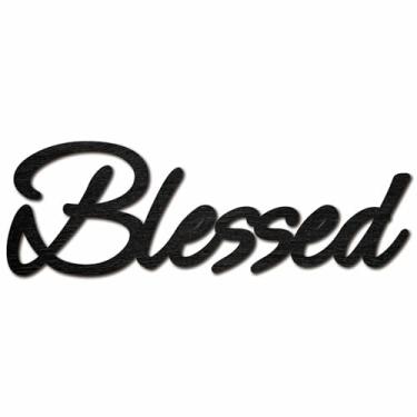 Imagem de CREATCABIN Blessed Word Cutout Palavras de Madeira Inacabadas Sinal Decorativo Letras de Madeira Escultura de Parede Arte Corte a Laser Decoração de Bloco Pendurado para Grinalda Porta da Frente Sala