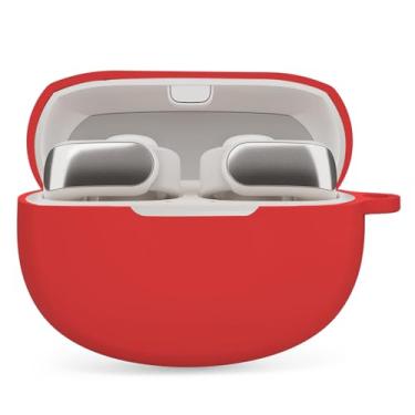 Imagem de WUWOCJ Capa protetora de silicone macio compatível com fones de ouvido Bose ultra abertos, capa protetora com mosquetão (vermelho)