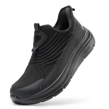 Imagem de FitVille Tênis de caminhada masculino extra largo, tênis respirável com as mãos livres, sapatos ortopédicos confortáveis para ficar em pé o dia todo - Step Ease V1, Preto Jet, 8.5 Wide