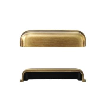 Imagem de Puxador de armário de luxo em cobre puro, moderno, dourado, semicírculo, luz, latão, simples, gaveta, maçaneta de porta de armário, latão vintage, 96