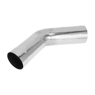 Imagem de Motoforti Tubo de exaustão de mandril de 45 graus Tubo de escape de carro Mandril Curva DIY Tubo de tubulação personalizada 8,9 cm OD 19 cm Comprimento da perna T304 Aço inoxidável Tom prateado
