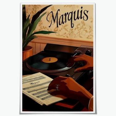 Imagem de Sufeasdf Moda Mulher Negra Arte de Parede Dj Record Song Lover Boho Minimalismo Decoração Moderna Decoração de Parede para Casa Pôster 30,5 x 45,7 cm Sem Moldura