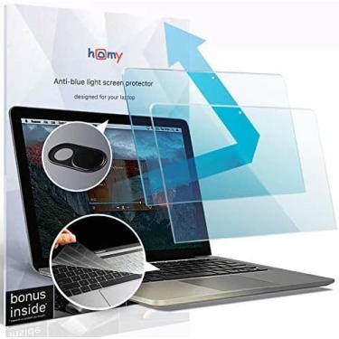 Imagem de homy Kit protetor de tela anti-luz azul [pacote com 2] para novo MacBook Air 15 polegadas filme Retina 2023-2024 Touch-ID. Bônus: capa de teclado TPU ultrafina, capa de câmera web. Proteção UV para