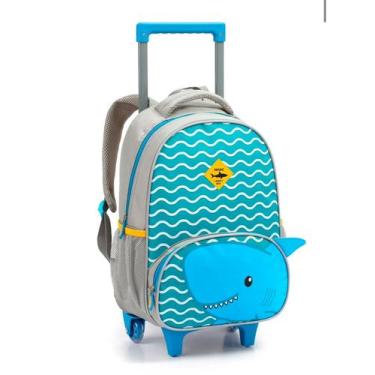 Imagem de Mochila Escolar 16'' Com Rodinha Zoop Tubarão Azul Mochila Com Carrinh