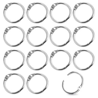 Imagem de Pacote com 15 anéis de livro de escritório de 2,5 cm fichário de metal anel de encadernação pequenos anéis de cartão flash clipe de chaveiro para cartão de índice, escola, chaveiro, chaveiro, prata,