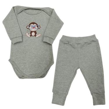 Imagem de Conjunto Body Bebê Manga Longa Macaco de Óculos + Calça - Mellane Baby
