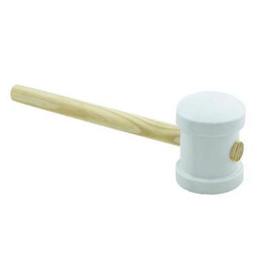 Imagem de Martelo de Borracha Branco 60 mm com Cabo de Madeira Thompson
