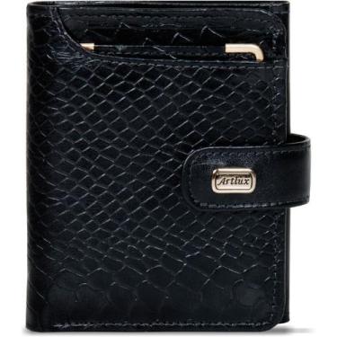 Imagem de Carteira Feminina de Couro com Ponteira 003 - Artlux, Preto