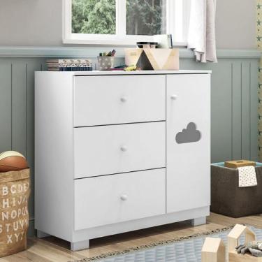 Imagem de Cômoda Infantil 3 Gavetas 1 Porta 100 MDF Ane Phoenix Baby, Branco