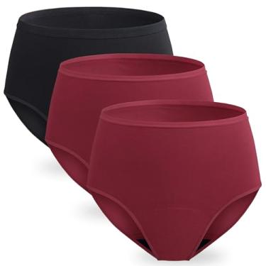 Imagem de Calcinha feminina à prova de vazamento para incontinência, lavável, absorvente, protetora, pós-parto, 59 g, controle da bexiga, Granada preta 2, G