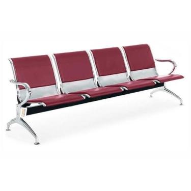 Imagem de Cadeira Longarina Com Est Cromada 4 Lugares Colors - Mak Decor, Vinho