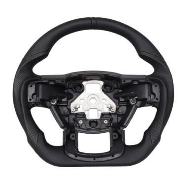 Imagem de JIANGGAI Volante De Couro Integral, Punho De Couro Perfurado, Volante Em Formato De D, Adequado Para Ford F150 2015-2020 (Sem Versão De Remo)