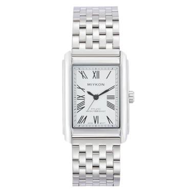 Imagem de Miykon Relógios masculinos vintage – Relógio quadrado com pulseira de aço inoxidável sólido, quartzo japonês, impermeável até 30 metros, Pulseira de prata, mostrador branco, 42mm, O Miykon V2G80