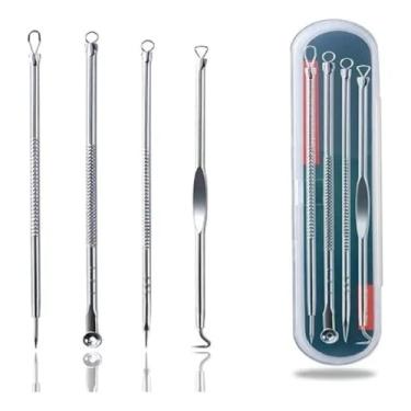 Imagem de Kit 4 Peças Removedor de Cravos e Espinhas | Extrator de Cravos em Aço Inox + Estojo | Skin Care e Cuidados com a Pele | Ferramentas para Espinhas e Acne
