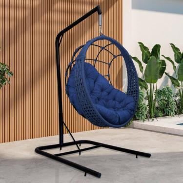 Imagem de Cadeira Balanço Ninho Suspenso em Corda Náutica Luxo com Suporte