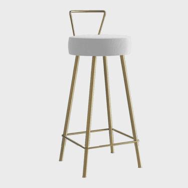 Imagem de Banqueta Alta Com Encosto Tais Eiffel Cozinha Bar Bistrô Ferro Dourado Suede Branco - Ahazzo Móveis