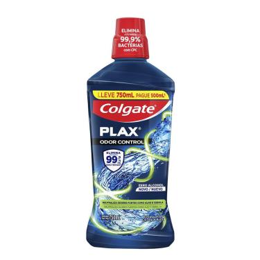 Imagem de ENXAGUANTE BUCAL ZERO ÁLCOOL COLGATE PLAX ODOR CONTROL FRASCO LEVE 750ML PAGUE 500ML