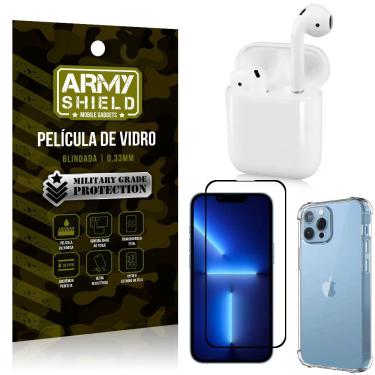 Imagem de Fone Bluetooth LY-122 iPhone 13 Pro Max 6.7 + Capinha Anti Impacto + Película 3D - Armyshield