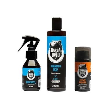 Imagem de Barba de Urso Kit Antiqueda Capilar, Shampoo Ice 240ml, Tônico 90ml, Creme Growth 30ml