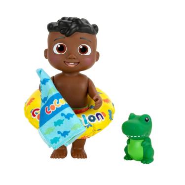 Imagem de Boneca CocoMelon Splish Splash Cody de brinquedo com Dino Bath Squirter