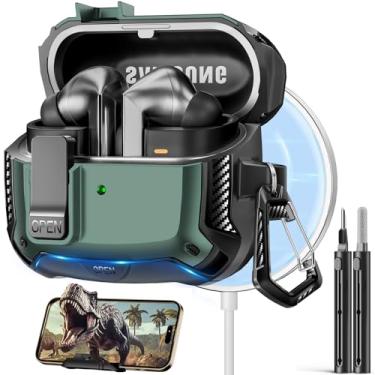 Imagem de Polislime Capa compatível com Samsung Galaxy Buds3 FE (2025)/Buds3 Pro (2024)/Buds 3 (2024) com suporte de telefone, compatível com MagSafe, com design de clipe de bloqueio seguro e kit de limpeza