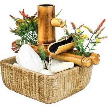 Imagem de Fonte De Agua Decorativa Chafariz Cascata 3 Quedas Bambu Zen - NoBrand
