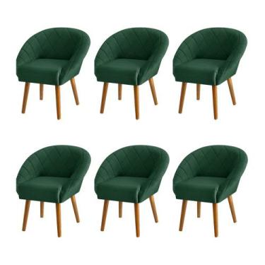 Imagem de Kit 6 Poltronas Decorativas Giovana Pés Palito Veludo Verde - CASA DA 