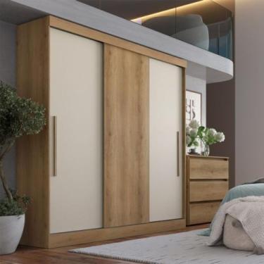 Imagem de Guarda Roupa Casal Flex 3 Portas de Correr Vision THB, Capuccino/Off W