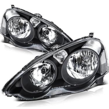 Imagem de LBRST Conjunto de farol adequado para Acura RSX 2002-2004 Lente transparente alojamento preto par refletor claro lado AC2518101 AC2519101