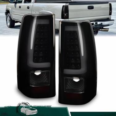 Imagem de LIULANGXY Conjunto de par de luz traseira compatível com 2003 2004 2005 2006 Chevy Silverado 1500 2500 3500 lâmpada de freio traseira LED fumê preta, substitui # GM2800174 19169002 (lado do motorista