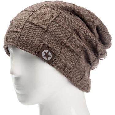 Imagem de Gorro Masculino Chapéu Estrela Inverno Chapéu Pele Gorro Quente Gorro Solto Crânio Tricô Chapéu Masculino Senhoras Esqui Esportes Boné, khaki, A
