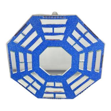 Imagem de Baguá feng shui de vidro espelhado azulado octogonal 16 cm - Lua Místi