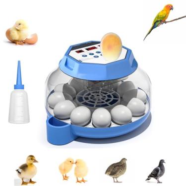 Imagem de AOKSURE Incubadora automática de ovos para 12 a 24 ovos, com controle de temperatura e umidade, rotação automática de ovos, janela de visualização de 360° para ovos de frango/pato/codorna/peru