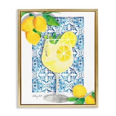 Imagem de Stupell Industries Arte de parede Mediterranean Limoncello Drink Gold Floater Canvas Floater, design por Hillary Holt, 17 x 21