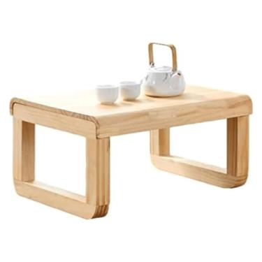Imagem de Mesa baixa moderna de madeira maciça, mesa de centro retangular, mesa de chá Zen, estilo japonês, mesa de altar, janela para sala de estar