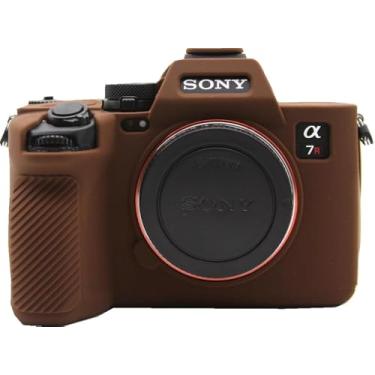 Imagem de Capa para câmera A7R V, capa de borracha fina de silicone fina e leve BMAOLLONGB para Sony Alpha A7R V A7R5 (café)