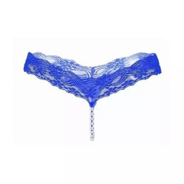 Imagem de Tangas Fio Dental de Pérolas Calcinhasde Renda ElaShopp, Azul