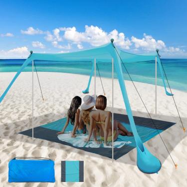 Imagem de AUTSTA Barraca de Praia, Barraca de Dossel de Praia, Guarda-Sol com Cobertor de Praia, Barraca de Praia, Abrigo Solar 11X11 Pés com Proteção Uv Upf 50+, Guarda-Sol de Praia para Praia, Camping, Quinta