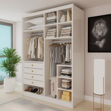 Imagem de Closet Casal Sem Portas 4 Gavetas Bergamo Branco