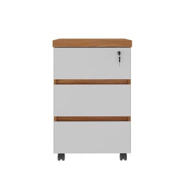 Imagem de Gaveteiro 3 Gavetas Com Rodinhas E Chave Para Escritório Freijó-branco