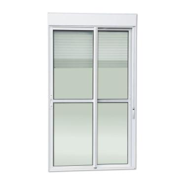 Imagem de Porta De Correr Com Persiana Integrada 2 Folhas Móveis 230 X 180 Elite Com Fecho Automático Vidro Li Branco