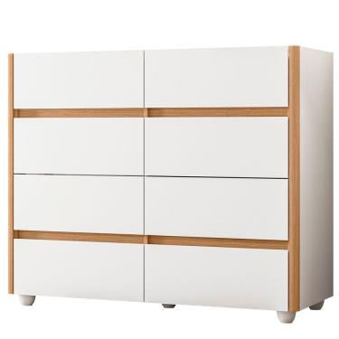 Imagem de Cômoda Aparador 8 Gavetas Com Tampo Estilo Bandeja Eternity Branco/freijó