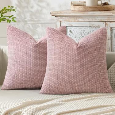 Imagem de MIULEE Pacote com 2 capas de almofada decorativas rosa 45,7 x 45,7 cm, capas de almofada de chenille macias para decoração de casa, sofá, quarto, sala de estar