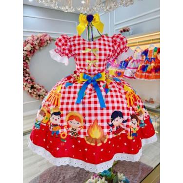 Imagem de Vestido Infantil Junino Xadrez Vermelho Festa São João - marie, 010