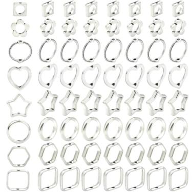 Imagem de SOFPLATE 1 caixa 8 estilos 80 peças moldura de contas de metal pingentes de estrela oca pequena liga coração redondo quadrado anéis em O dois furos conectores abertos se encaixam espaçadores contas