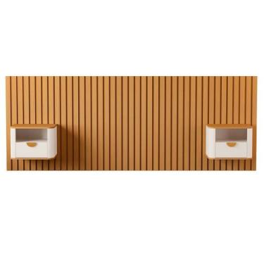 Imagem de Cabeceira Queen Buriti 2 Gavetas Ripado Off White/Nature - Jb Bechara,