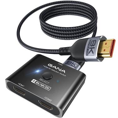 Imagem de GANA Switch Hdmi 2.1, Divisor Bidirecional Ultra Hd 8K Com Suporte Para 4K A 120 Hz E 60 【Com Cabo De 1,4 M】, Seletor Alumínio Ps5/Ps4, Xbox, Roku, Tv, Fire Stick (Preto)